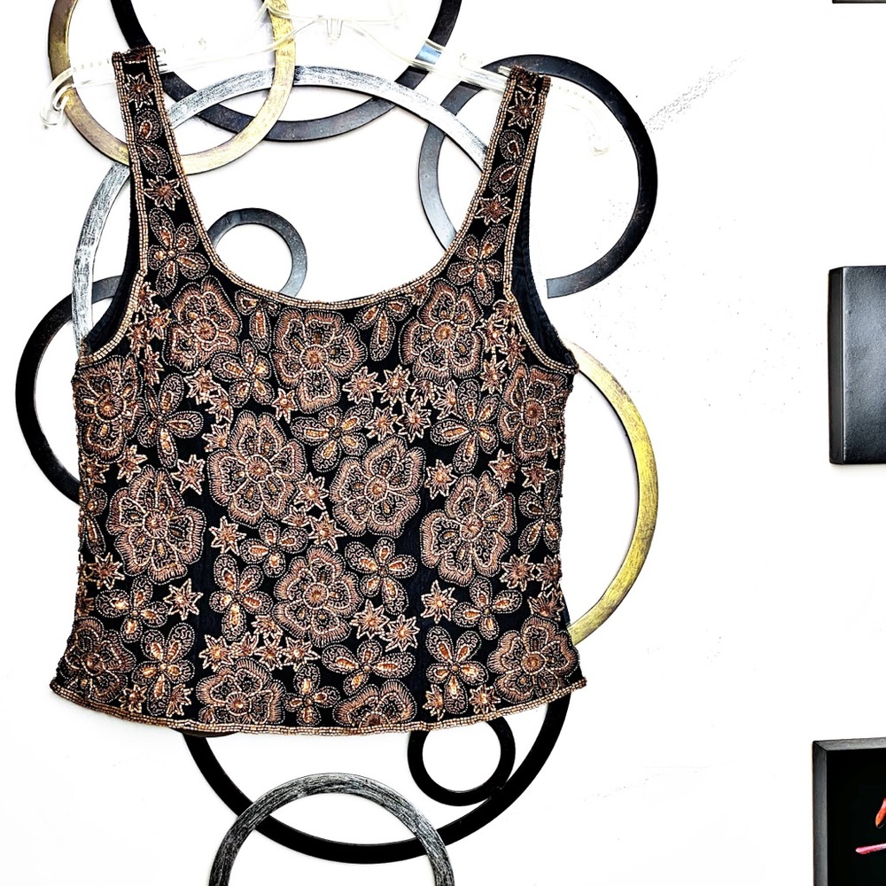 Vintage Sean Collection Beaded Sleeveless Top